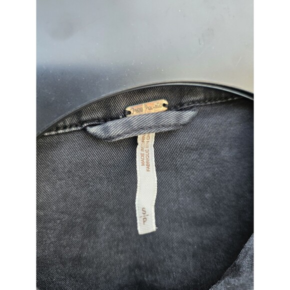 Free People Jean Jacket Washed Black Denim Trucker Size Small S Stretch - Picture 3 of 15